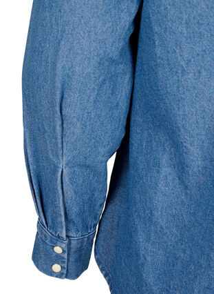 Zizzi Jeansowa koszula z dlugimi rekawami i kieszenia na piersi, Light Blue Denim, Packshot image number 4
