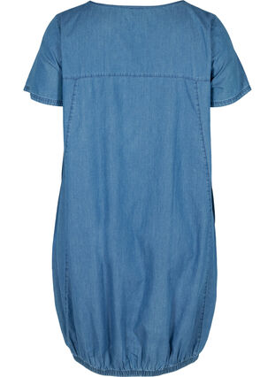 Zizzi Short-sleeved denim dress with pockets, Blue denim, Packshot image number 1