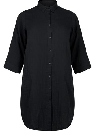 Zizzi Dluga koszula z muslinu bawelnianego, Black, Packshot image number 0