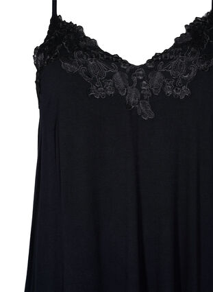 Zizzi Viscose night top with lace, Black, Packshot image number 2