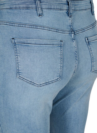 Zizzi Long cotton denim shorts, Blue denim, Packshot image number 3