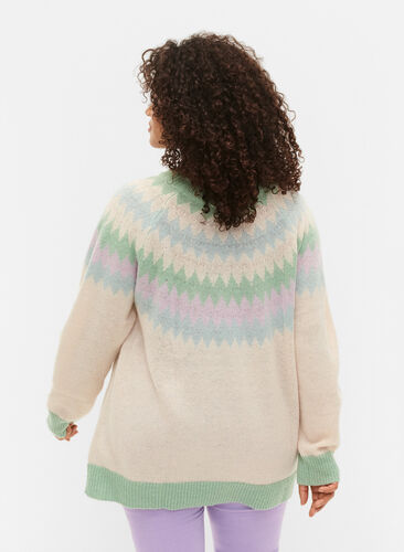 Zizzi Jacquard knit jumper, Birch Mel. Comb., Model image number 1