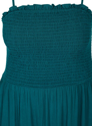 Zizzi Viscose smock beach dress with embroidery anglaise, Deep Teal, Packshot image number 2