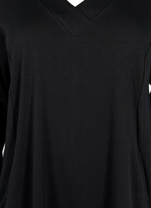 Zizzi Sweatshirt dress with v-neckline, Black, Packshot image number 2