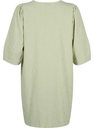 Pasiasta sukienka z rekawem 3/4, Green Stripe, Packshot image number 1