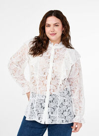 Koronkowa bluzka koszulowa z falbanami, Snow White, Model