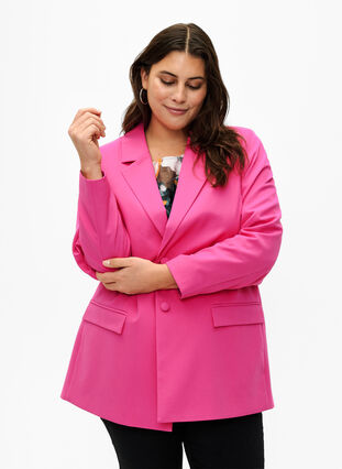 Zizzi Klasyczny blezer zapinany na guziki, Pink Yarrow, Model image number 0