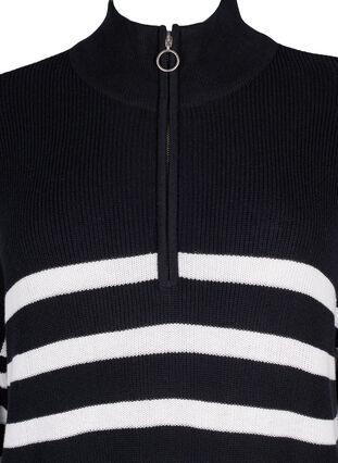 Zizzi Knitted jumper with high collar, Black w.Cloud Dancer, Packshot image number 2