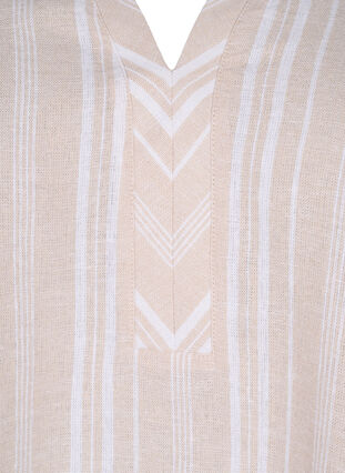 Zizzi Bluzka w paski wykonana z mieszanki lnu i wiskozy, Beige White Stripe, Packshot image number 2