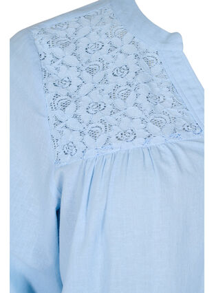 Zizzi Cotton blouse with lace details, Chambray Blue, Packshot image number 3