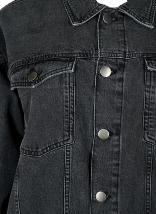 Zizzi Luzna kurtka jeansowa z przetartymi detalami, Dark Grey Denim, Packshot image number 2