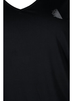 Zizzi Plain workout t-shirt with v-neck, Black, Packshot image number 2