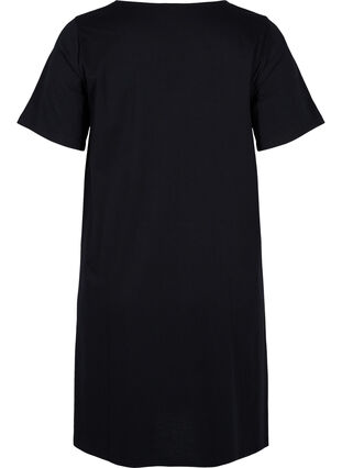 Zizzi Short-sleeved cotton dress with a-shape, Black, Packshot image number 1