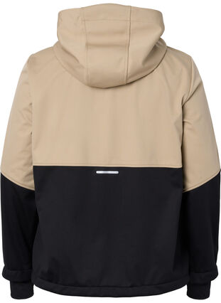 Zizzi Softshell jacket with colour-block, Black Comb, Packshot image number 1