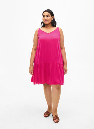 Zizzi Wiskozowa letnia sukienka na ramiaczkach, Raspberry Sorbet, Model image number 2