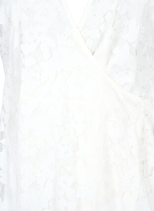 Zizzi Kopertowa sukienka z koronka i krótkimi rekawami, Bright White, Packshot image number 2