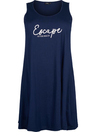 Zizzi Trapezowa sukienka z bawelny bez rekawów, Navy B. W. Escape, Packshot image number 0