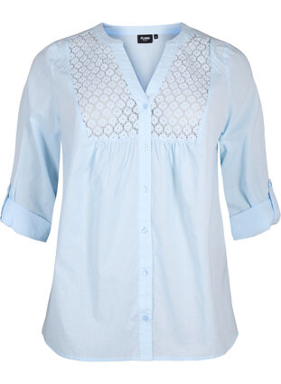 Zizzi FLASH – koszula z szydelkowym detalem, Cashmere Blue, Packshot image number 0