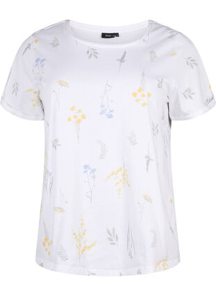 Zizzi T-shirt z organicznej bawelny z nadrukiem w kwiaty, Bright W. AOP, Packshot image number 0