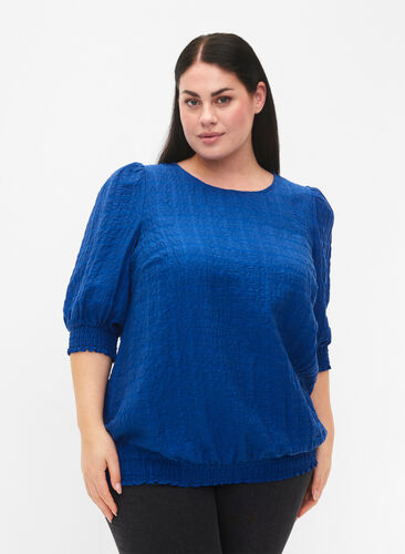 Zizzi Marszczona bluzka z lyocellu (TENCEL™), Strong Blue, Model image number 0