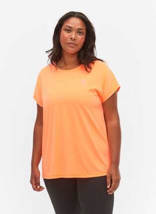 Zizzi Koszulka treningowa z krótkim rekawem, Neon Orange, Model image number 0