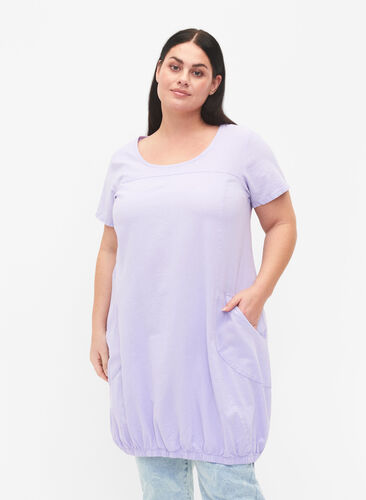 Zizzi Bawelniana sukienka z krótkim rekawem, Lavender, Model image number 0