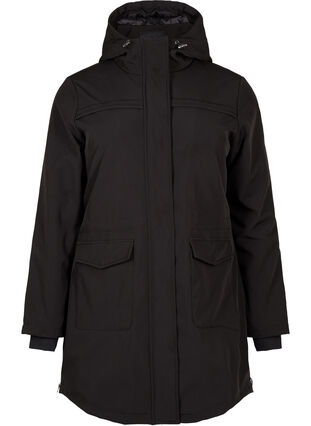 Zizzi Hydrofobowa kurtka softshell z pikowana podszewka, Black, Packshot image number 0