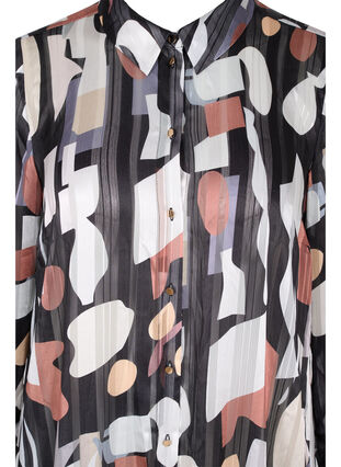 Zizzi Printed shirt dress with smock, Graphic AOP, Packshot image number 2