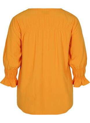 Zizzi Viscose blouse with button fastening and 3/4-length sleeves, Tangelo, Packshot image number 1