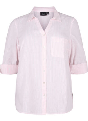 Zizzi Bluzka koszulowa z zapieciem na guziki, Rosebloom White, Packshot image number 0