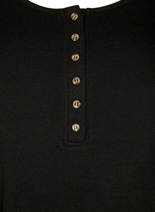 Zizzi Plain blouse with buttons and 3/4 sleeves, Black, Packshot image number 2