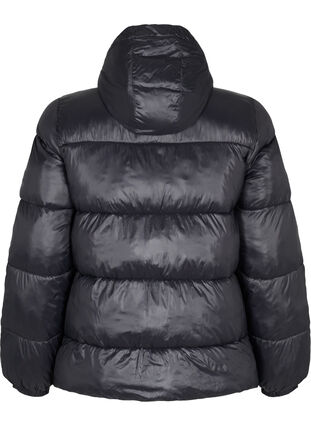 Zizzi Short puffer jacket with hood, Black, Packshot image number 1