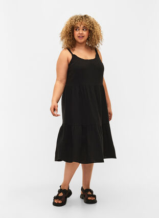 Zwykla bawelniana sukienka na ramiaczkach, Black, Model image number 2