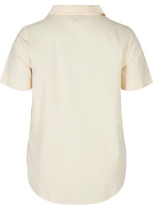 Zizzi Short-sleeved cotton blouse with v-neck and collar, Mother Of Pearl, Packshot image number 1