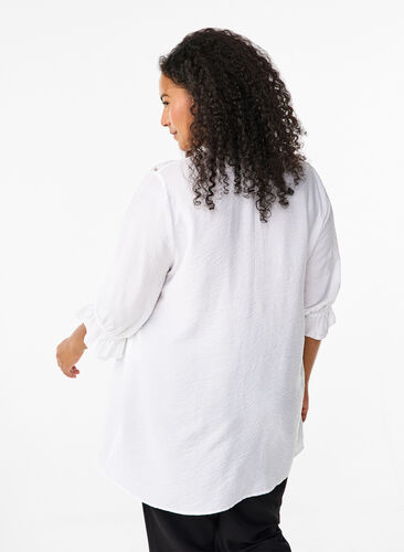 Zizzi Dluga koszula z wiskozy z koronkowymi detalami, Bright White, Model image number 1