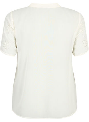 Zizzi Bluzka koszulowa z krótkim rekawem i haftem angielskim, Antique White, Packshot image number 1