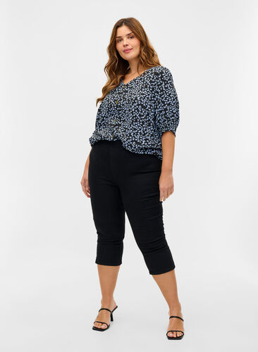 Zizzi Cotton blend capris, Black, Model image number 0