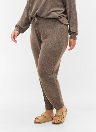 Zizzi Loose trousers in a viscose blend, Falcon Melange, Model image number 2