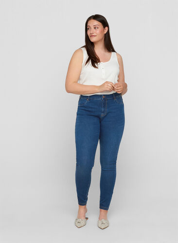 Zizzi Jegginsy wykonane z mieszanki bawelny, Blue denim, Model image number 0