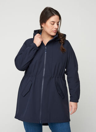 Zizzi Kurtka softshell z kapturem, Night Sky solid, Model image number 0