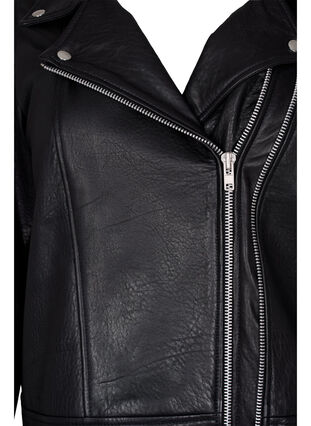 Zizzi Leather jacket with zip, Black, Packshot image number 2