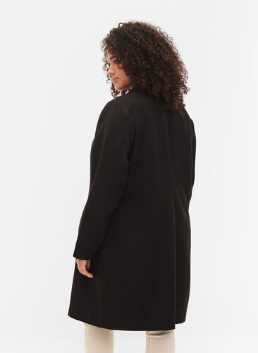 Zizzi Long coat with button closure, Black, Model image number 1