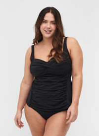 Tankini z drapowanym przodem, Black, Model