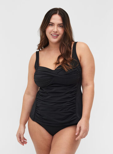 Zizzi Tankini z drapowanym przodem, Black, Model image number 0