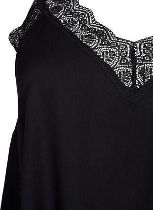 Zizzi Sukienka na ramiaczkach z wiskozy z koronka, Black, Packshot image number 2