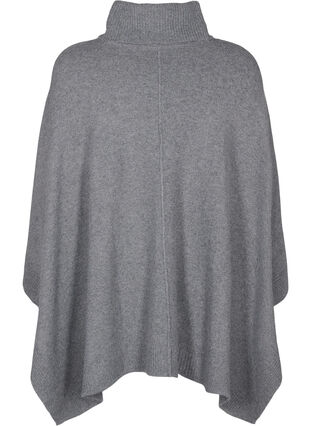 Zizzi Poncho z golfem, Medium Grey Melange, Packshot image number 1