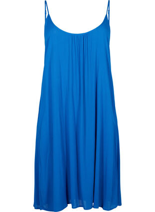 Zizzi Jednokolorowa sukienka z wiskozy na ramiaczkach, Victoria blue, Packshot image number 0