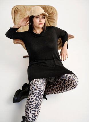 Zizzi Welurowe legginsy z nadrukiem w panterke, Leopard, Image image number 0