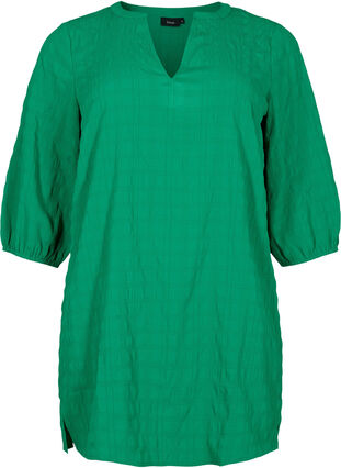 Zizzi Textured tunic with 3/4 sleeves, Jolly Green, Packshot image number 0