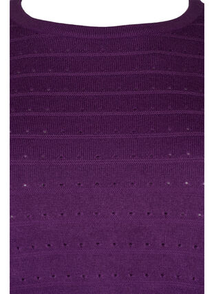 Zizzi Textured knitted top with round neck, Amaranth Purple, Packshot image number 2